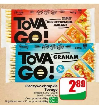 Pieczywo chrupkie kukurydziano-jaglane Tovago promocja w Dino