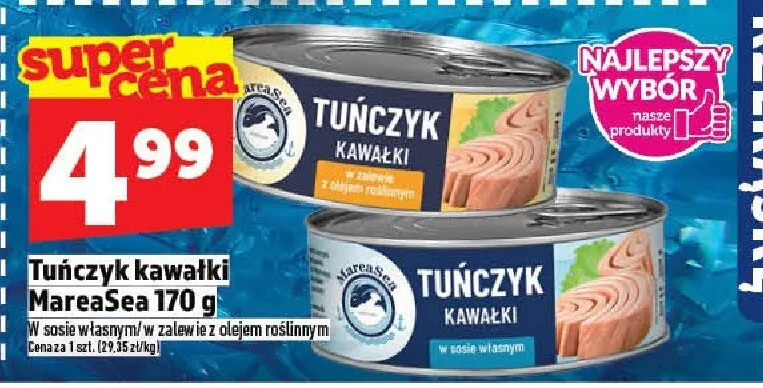 Tuńczyk kawałki w sosie własnym MareaSea promocja w TOPAZ
