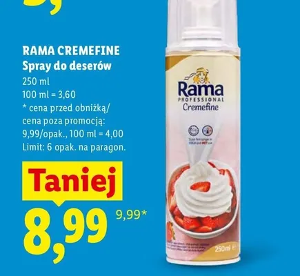 Spray do deserów Rama Cremefine promocja w Lidl