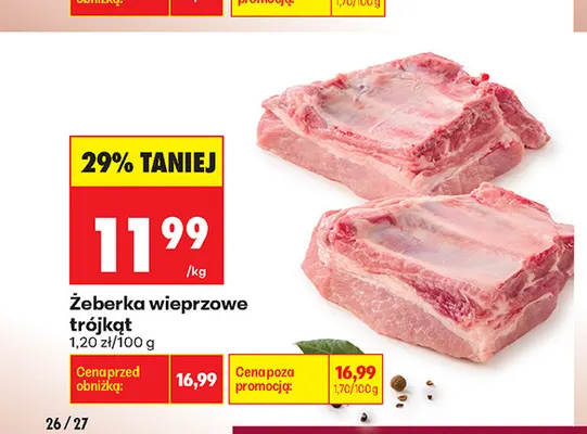 Żeberka wieprzowe trójkąt promocja w Biedronka