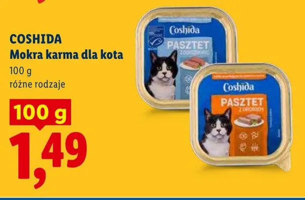 Mokra karma dla kota Coshida Pasztet z drobiem promocja w Lidl
