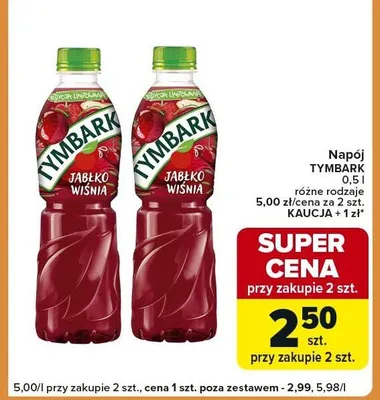 Napój Tymbark jabłko-wiśnia promocja w Carrefour Express
