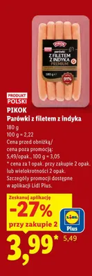 Parówki z filetem z indyka Pikok promocja w Lidl