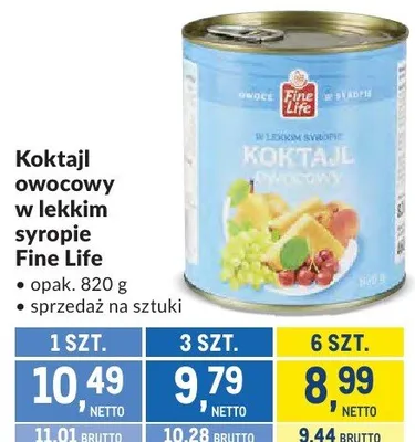 Koktajl owocowy w lekkim syropie Fine Life promocja w Makro