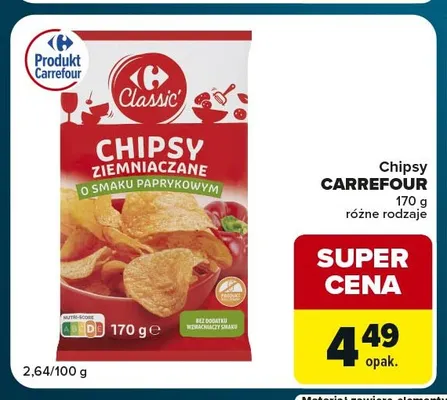 Chipsy ziemniaczane o smaku paprykowym Carrefour Classic promocja w Globi