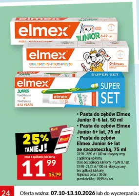 Pasta do zębów Elmex Junior 0-6 lat promocja w Twój Market