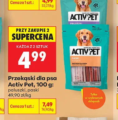 Przekąski dla psa Activ Pet paski promocja w Biedronka