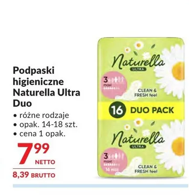 Podpaski higieniczne Naturella Ultra Duo promocja w Makro