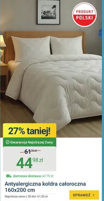 Antyalergiczna kołdra całoroczna 160x200cm promocja w ERLI
