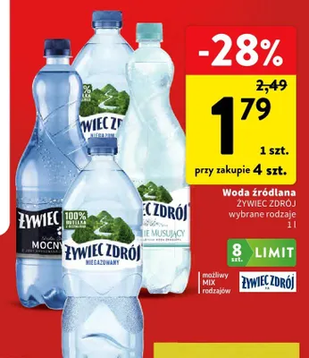 Woda źródlana wybrane rodzaje promocja w Intermarche