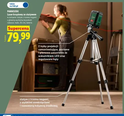 Laser krzyżowy ze statywem Parkside promocja w Lidl
