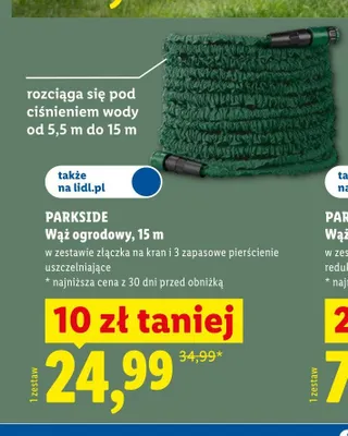 Wąż ogrodowy PARKSIDE 15m promocja w Lidl