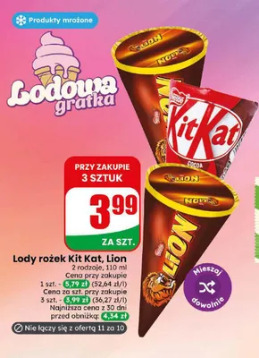 Lody rożek Kit Kat promocja w Dino