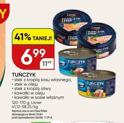 Tuńczyk stek z kroplą oliwy Lisner promocja w Chata Polska