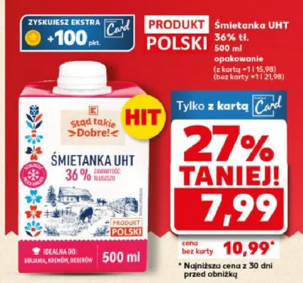 Śmietanka UHT 36% promocja w Kaufland