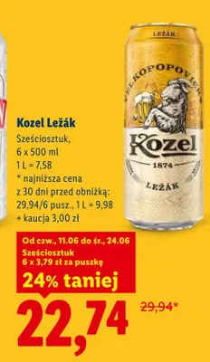 Piwo Kozel Ležák 6-pak promocja w Lidl