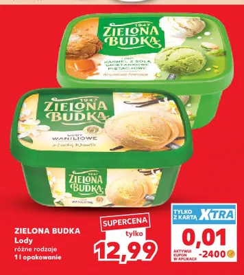 Lody Zielona Budka Karmel z solą śmietankowe pistacjowe promocja w Kaufland