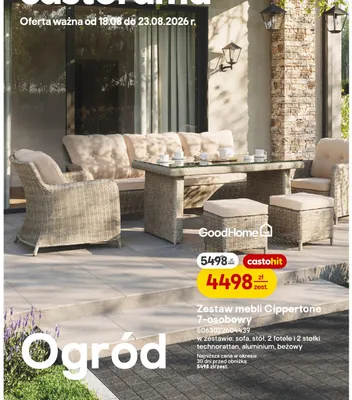 Zestaw mebli ogrodowych GoodHome Cippertone 7-osobowy promocja w Castorama