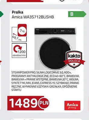 Pralka Amica WA3S712BLISHB promocja w kakto.pl