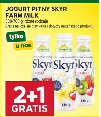 Jogurt pitny Skyr Farm Milk różne rodzaje promocja w Stokrotka