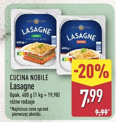 Lasagne różne rodzaje promocja w Aldi