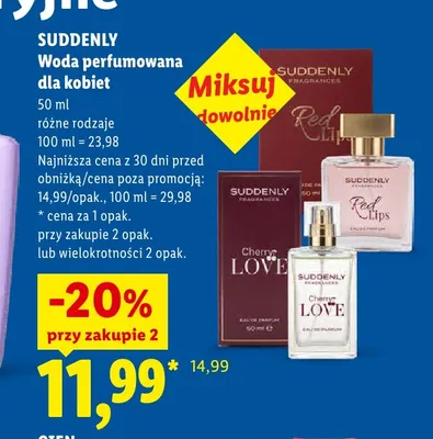 Woda perfumowana dla kobiet Suddenly Cherry Love promocja w Lidl