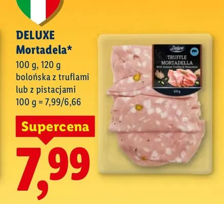 Mortadela bolońska z truflami lub z pistacjami promocja w Lidl