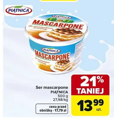 Ser mascarpone Piątnica promocja w Carrefour