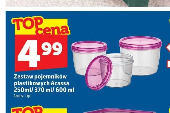 Zestaw pojemników plastikowych Acassa 250 ml/370 ml/600 ml promocja w TOPAZ