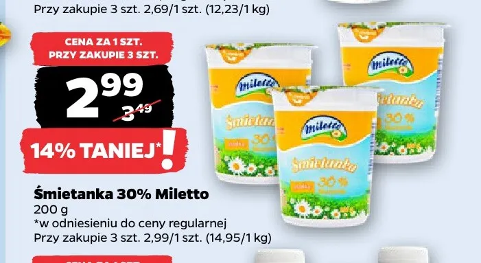 Śmietanka Miletto 30% promocja w Netto