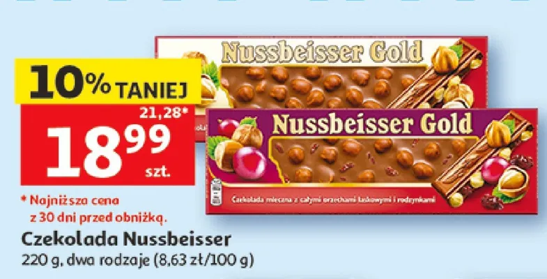 Czekolada Nussbeisser Gold z całymi orzechami laskowymi promocja w Auchan