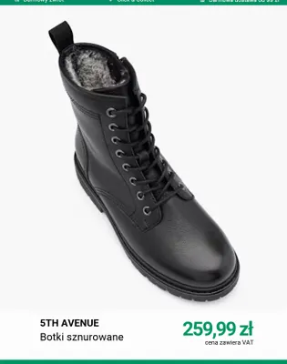 Botki sznurowane 5th Avenue promocja w Deichmann