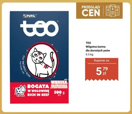 Wilgotna karma dla dorosłych psów TEO bogata w wołowinę promocja w Dino