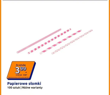 Papierowe słomki promocja w Action