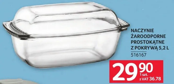 Naczynie żaroodporne prostokątne z pokrywą 5,2 l promocja w Selgros