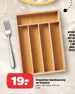 Organizer bambusowy na sztućce 33x23,5x4,8cm promocja w Netto