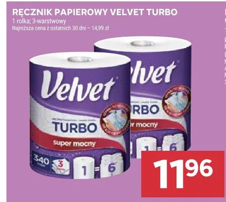 Ręcznik papierowy Velvet Turbo 3-warstwowy promocja w Stokrotka