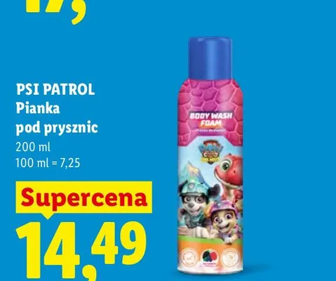 Pianka pod prysznic Psi Patrol promocja w Lidl