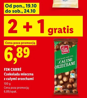 Czekolada mleczna z całymi orzechami Fin Carré promocja w Lidl