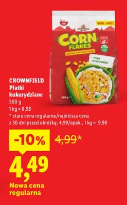 Płatki kukurydziane Crownfield promocja w Lidl