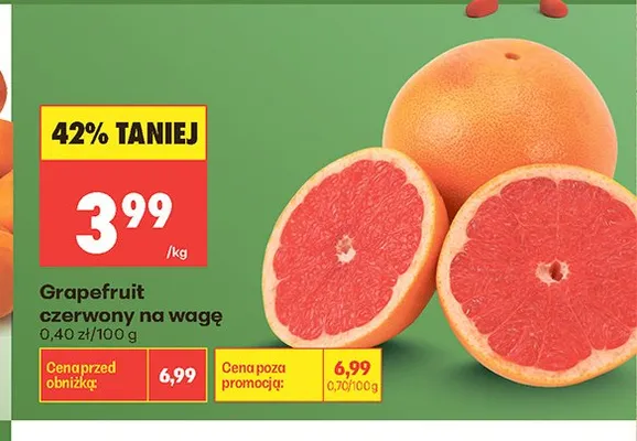 Grapefruit czerwony na wagę promocja w Biedronka