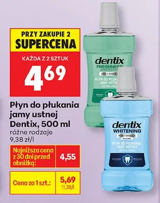 Płyn do płukania jamy ustnej Dentix różne rodzaje 500ml promocja w Biedronka