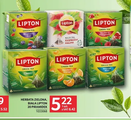 Herbata zielona Lipton 20 piramidek promocja w Selgros