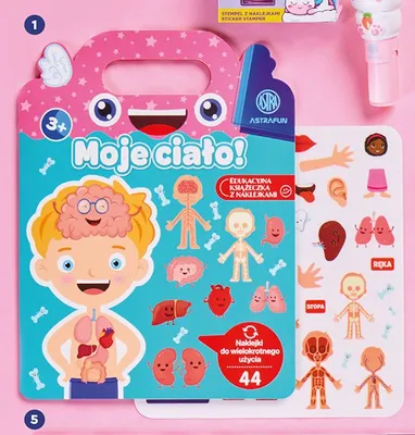 Edukacyjna książeczka z naklejkami wielokrotnego użytku Moje ciało! Astrafun promocja w Biedronka