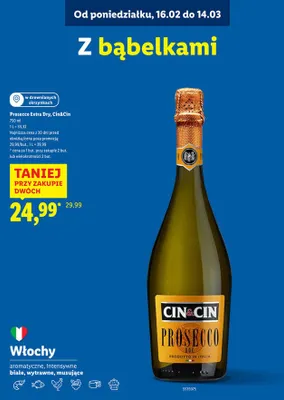 Prosecco Extra Dry białe wytrawne promocja w Lidl