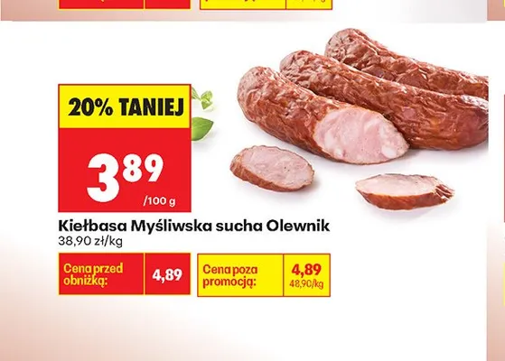 Kiełbasa Myśliwska sucha Olewnik promocja w Biedronka