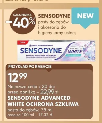 Pasta do zębów SENSODYNE ADVANCED WHITE OCHRONA SZKLIWA promocja w Super-Pharm