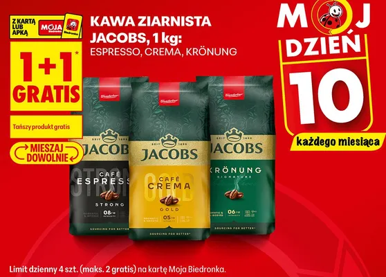 Kawa ziarnista Jacobs Crema promocja w Biedronka