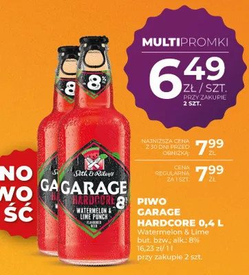 Piwo Garage Hardcore Watermelon & Lime Punch butelka bezzwrotna promocja w Duży Ben