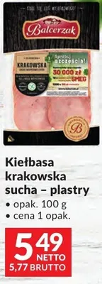Kiełbasa krakowska sucha – plastry Balcerzak promocja w Makro
